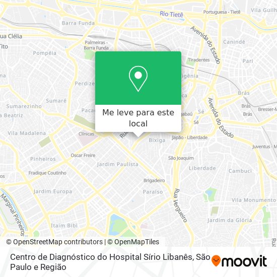 Centro de Diagnóstico do Hospital Sírio Libanês mapa