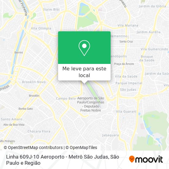 Linha 609J-10 Aeroporto - Metrô São Judas mapa