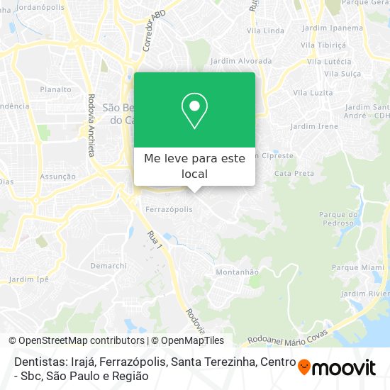 Dentistas: Irajá, Ferrazópolis, Santa Terezinha, Centro - Sbc mapa