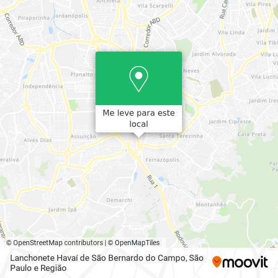 Lanchonete Havaí de São Bernardo do Campo mapa