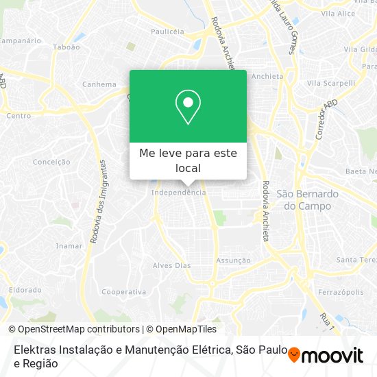 Elektras Instalação e Manutenção Elétrica mapa