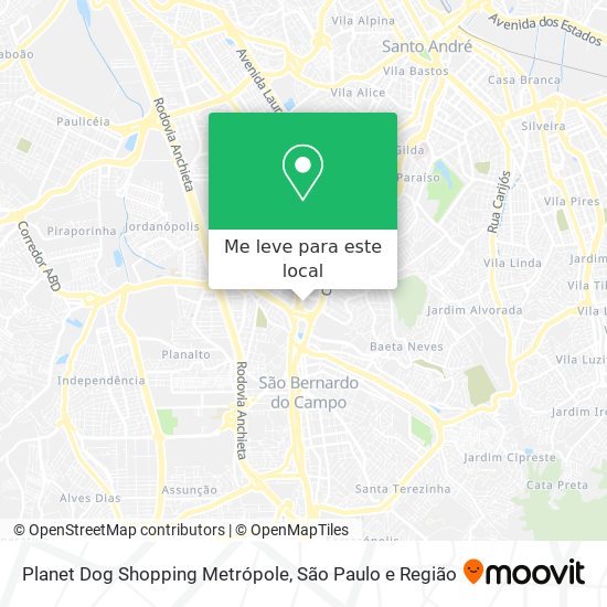 Planet Dog Shopping Metrópole mapa
