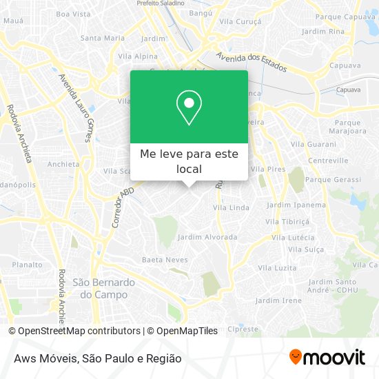 Aws Móveis mapa