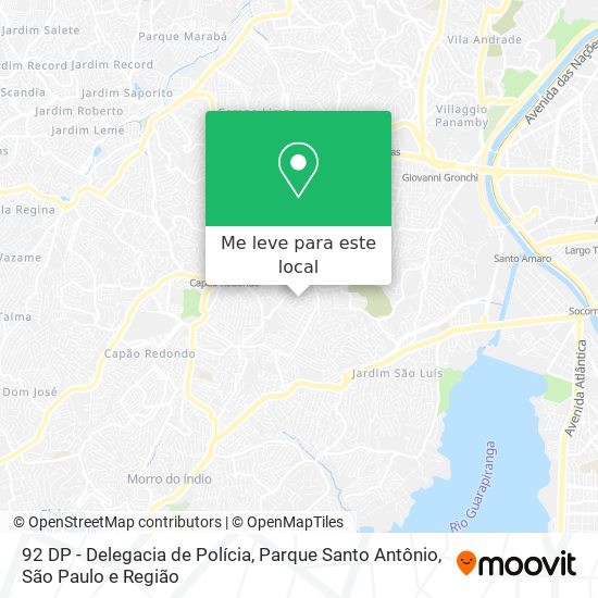 92 DP - Delegacia de Polícia, Parque Santo Antônio mapa