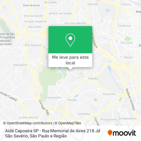 Aidê Capoeira SP - Rua Memorial de Aires 218 Jd São Savério mapa