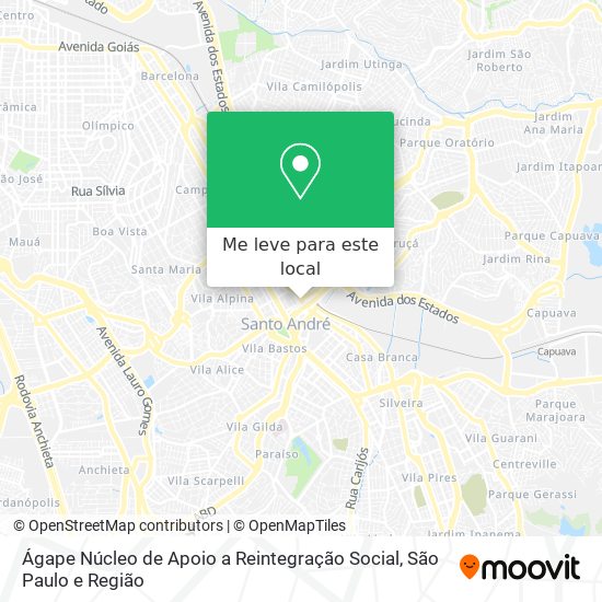 Ágape Núcleo de Apoio a Reintegração Social mapa