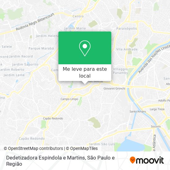 Dedetizadora Espíndola e Martins mapa