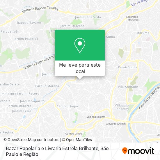 Bazar Papelaria e Livraria Estrela Brilhante mapa
