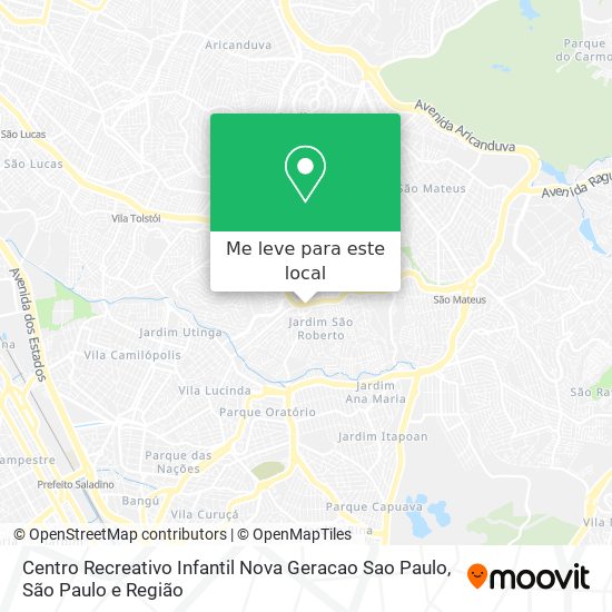 Centro Recreativo Infantil Nova Geracao Sao Paulo mapa