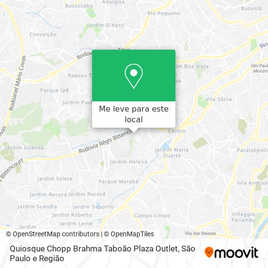 Quiosque Chopp Brahma Taboão Plaza Outlet mapa