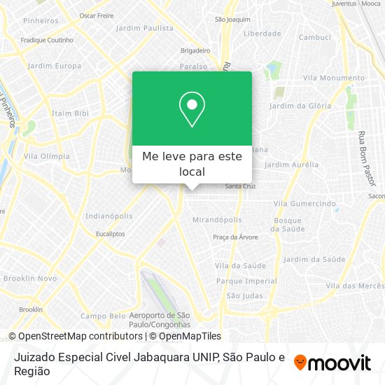 Juizado Especial Civel Jabaquara UNIP mapa