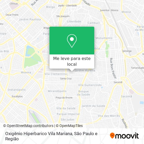 Oxigênio Hiperbarico Vila Mariana mapa