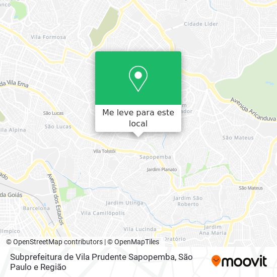 Subprefeitura de Vila Prudente Sapopemba mapa