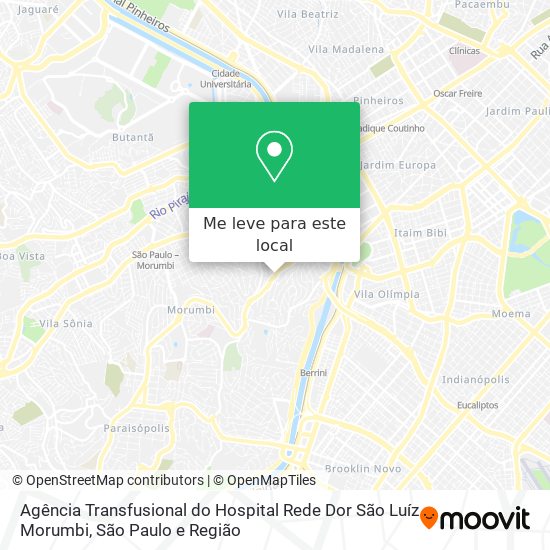 Agência Transfusional do Hospital Rede Dor São Luíz Morumbi mapa