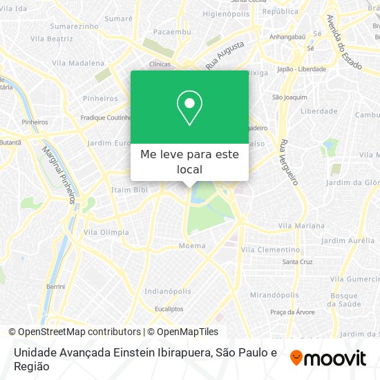 Unidade Avançada Einstein Ibirapuera mapa