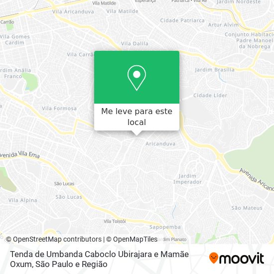 Tenda de Umbanda Caboclo Ubirajara e Mamãe Oxum mapa