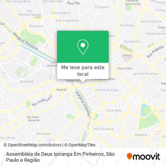 Assembléia de Deus Ipiranga Em Pinheiros mapa