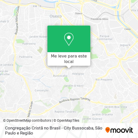 Congregação Cristã no Brasil - City Bussocaba mapa