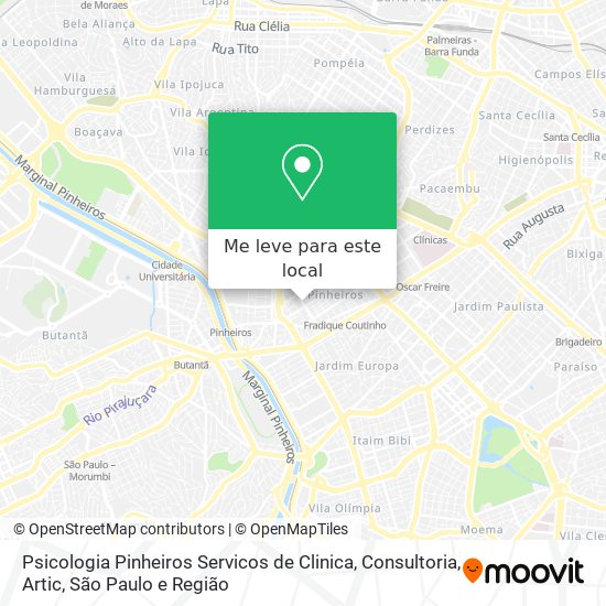 Psicologia Pinheiros Servicos de Clinica, Consultoria, Artic mapa