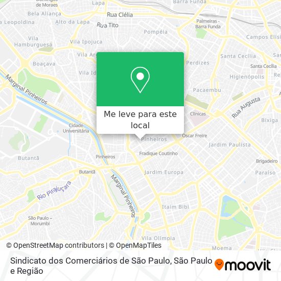 Sindicato dos Comerciários de São Paulo mapa