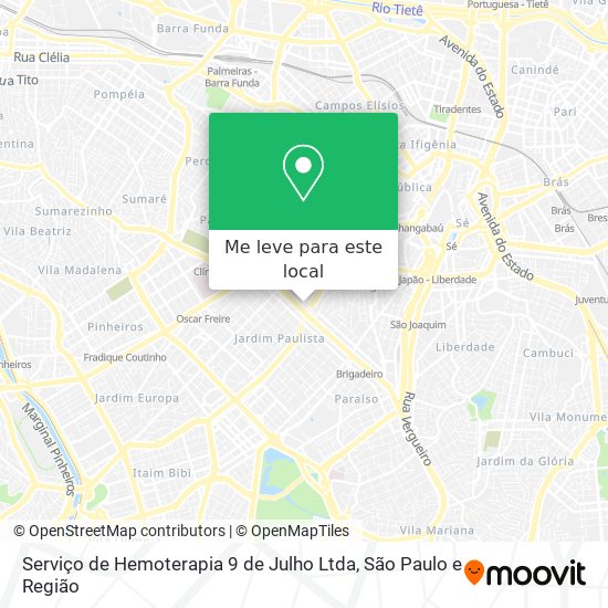 Serviço de Hemoterapia 9 de Julho Ltda mapa