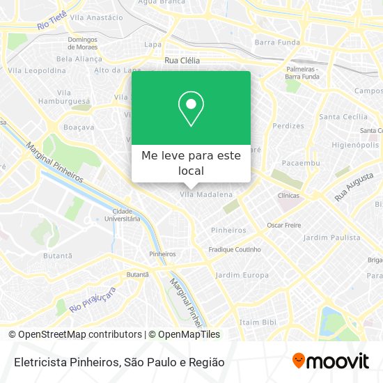 Eletricista Pinheiros mapa