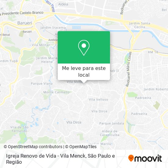 Igreja Renovo de Vida - Vila Menck mapa
