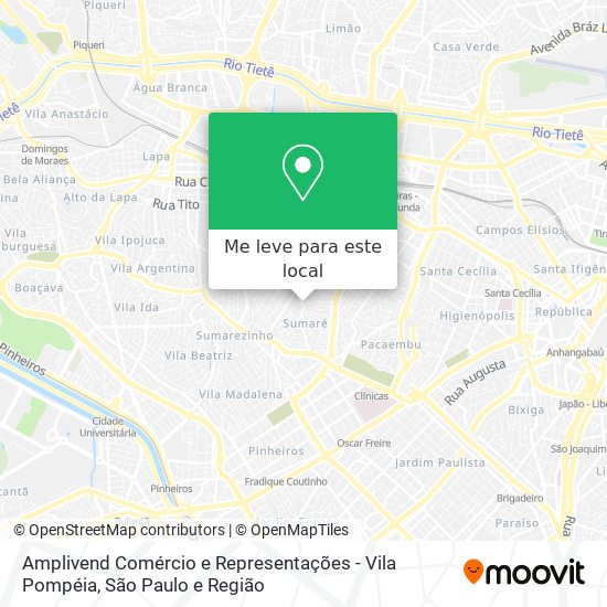 Amplivend Comércio e Representações - Vila Pompéia mapa