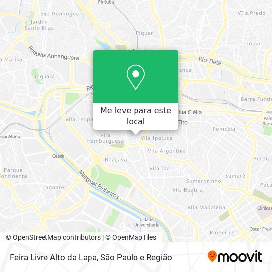 Feira Livre Alto da Lapa mapa