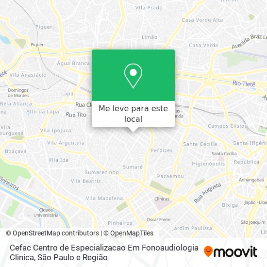 Cefac Centro de Especializacao Em Fonoaudiologia Clinica mapa