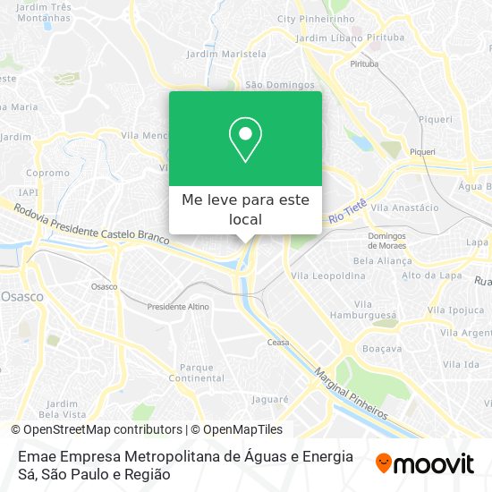 Emae Empresa Metropolitana de Águas e Energia Sá mapa