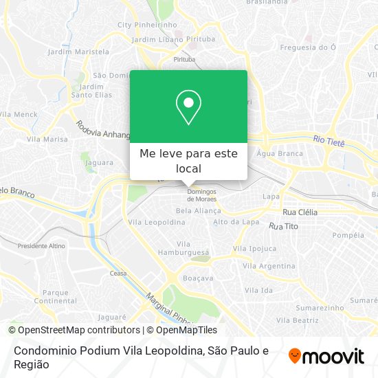 Condominio Podium Vila Leopoldina mapa