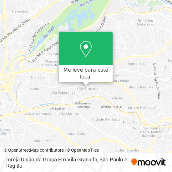 Igreja União da Graça Em Vila Granada mapa