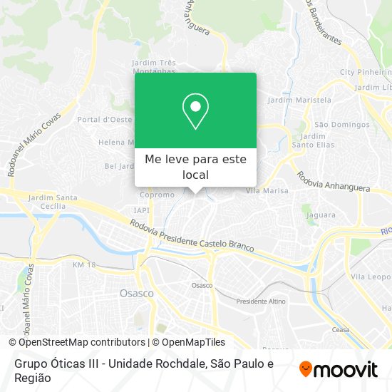 Grupo Óticas III - Unidade Rochdale mapa