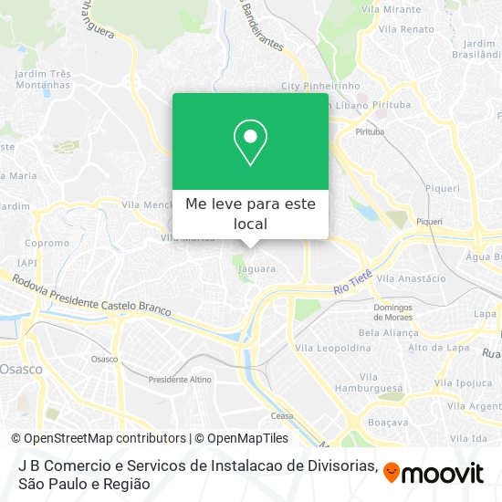 J B Comercio e Servicos de Instalacao de Divisorias mapa