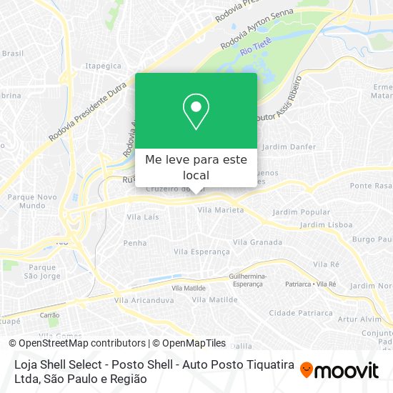 Loja Shell Select - Posto Shell - Auto Posto Tiquatira Ltda mapa