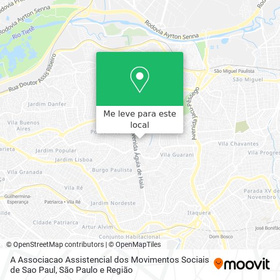 A Associacao Assistencial dos Movimentos Sociais de Sao Paul mapa