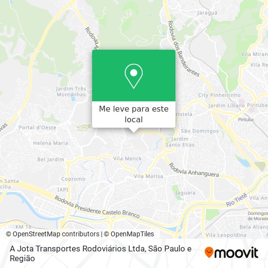 A Jota Transportes Rodoviários Ltda mapa