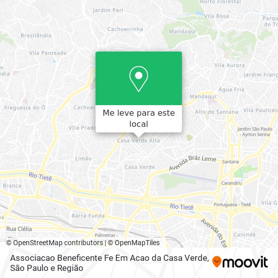 Associacao Beneficente Fe Em Acao da Casa Verde mapa