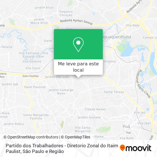 Partido dos Trabalhadores - Diretorio Zonal do Itaim Paulist mapa