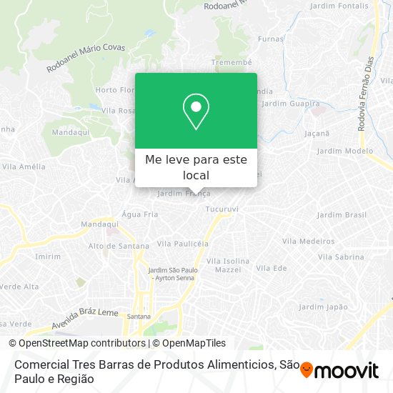 Comercial Tres Barras de Produtos Alimenticios mapa