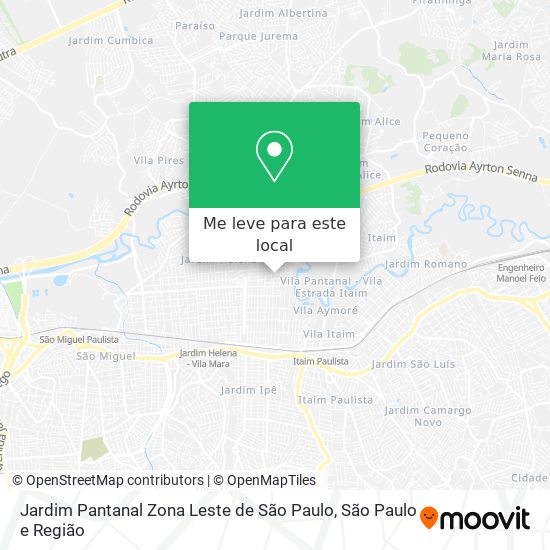 Jardim Pantanal Zona Leste de São Paulo mapa