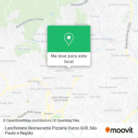 Lanchonete Restaurante Pizzaria Ouros Grill mapa