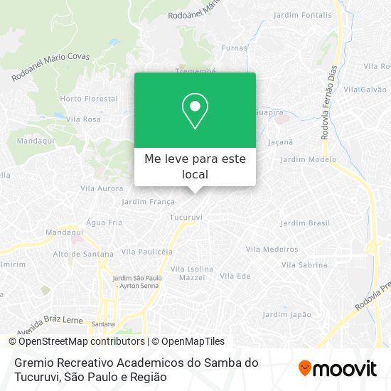 Gremio Recreativo Academicos do Samba do Tucuruvi mapa