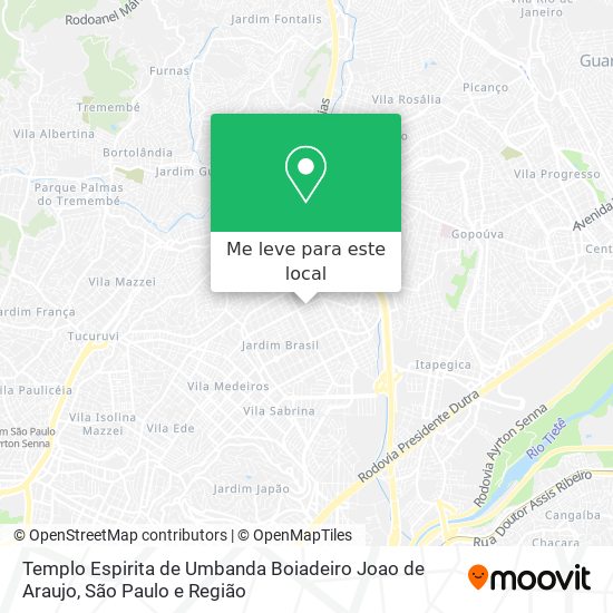Templo Espirita de Umbanda Boiadeiro Joao de Araujo mapa