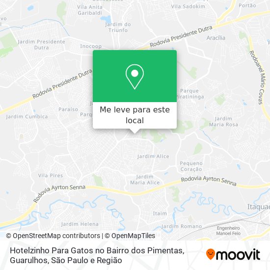 Hotelzinho Para Gatos no Bairro dos Pimentas, Guarulhos mapa