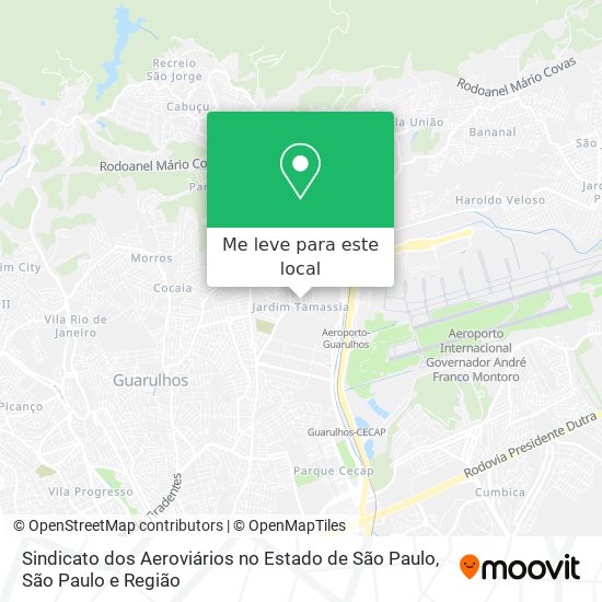 Sindicato dos Aeroviários no Estado de São Paulo mapa