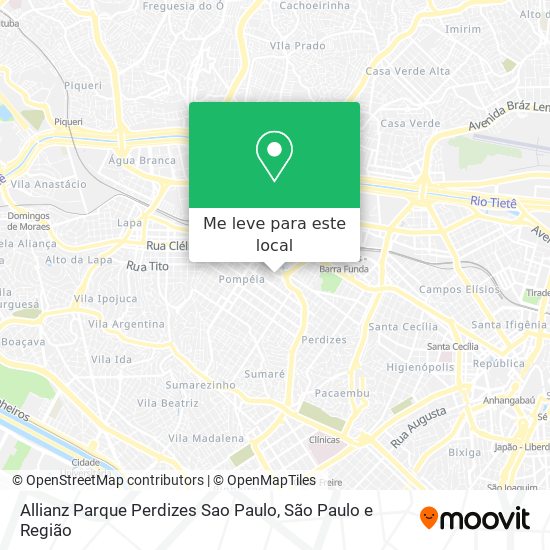 Allianz Parque Perdizes Sao Paulo mapa