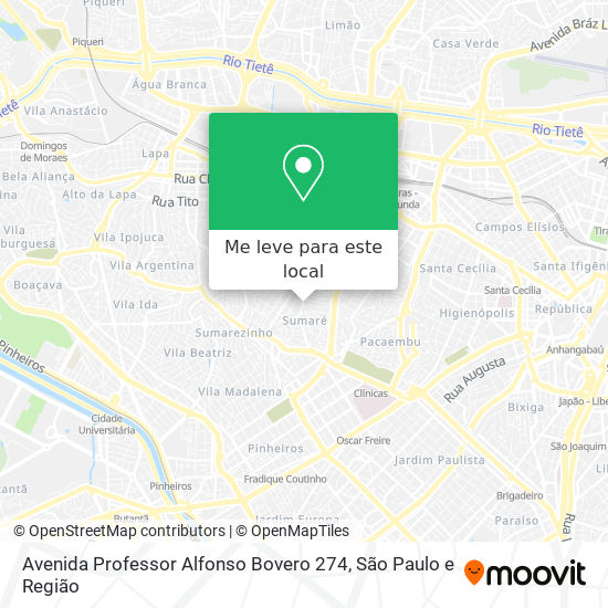 Avenida Professor Alfonso Bovero 274 mapa