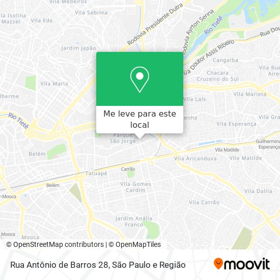 Rua Antônio de Barros 28 mapa